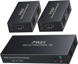 HDMI Extender Splitter 1080p 3D 1x2 2 Port164Ft/50m Over CAT5e/CAT6/CAT7 with 2X HDMI Loop Out EDID One Power Supply (1 in 2 Out) HDMI Extender Splitter 1080p 3D 1x2 2 Port164Ft/50m Over CAT5e/CAT6/CAT7 with 2X HDMI Loop Out EDID One Power Supply (1 in 2 Out)