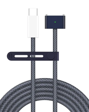 USB C to Magnetic 3 Charger Cable for MacBook Air 13.6 15 inch MacBook Pro 14 16 M5 M4 M3 M2 M1 2026 2025 2024 2023 2022 2021 Braided Cord & LED Powerful Magnetic Original Quality 10ft Midnight