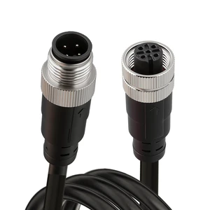 M12 A-Coded 4-Pin Male to Female Connector Cable, 22AWG PVC, 10m M12 A-Coded 4-Pin Male to Female Connector Cable, 22AWG PVC, 10m