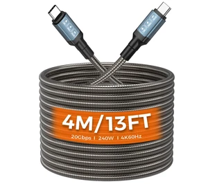 USB C to USB C Cable 13Ft, 20Gbps Data Transfer, 240W PD Fast Charging, 4K@60Hz Video Support, Chew Proof, Durable Metal, Type C Compatible for iPhone 17, MacBook Pro Air, Portable Monitor USB C to USB C Cable 13Ft, 20Gbps Data Transfer, 240W PD Fast Charging, 4K@60Hz Video Support, Chew Proof, Durable Metal, Type C Compatible for iPhone 17, MacBook Pro Air, Portable Monitor