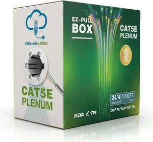 Cat5e Plenum Bulk Cable, 1000ft, 24AWG 4 Pair Cat5e Plenum Bulk Cable, 1000ft, 24AWG 4 Pair