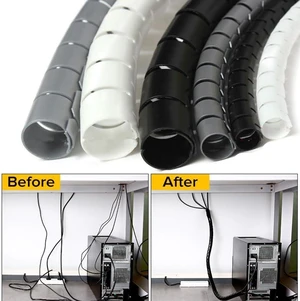 1/3/5/10M 8/12/16/22/28/32/42mm Line Flexible Spiral Cable Organizer Storage Pipe Cord Protector Management Cable Tube(White,40 mm,5 Meters) 1/3/5/10M 8/12/16/22/28/32/42mm Line Flexible Spiral Cable Organizer Storage Pipe Cord Protector Management Cable Tube(White,40 mm,5 Meters)