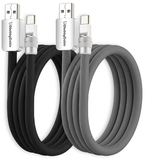 chubbycable 120W Silicone USB A to C Cable, 2 Pack, Black+Gray, 19.6FT chubbycable 120W Silicone USB A to C Cable, 2 Pack, Black+Gray, 19.6FT