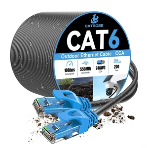 200FT Cat6 Outdoor Ethernet Cable, In-Ground, Heavy Duty Direct Burial, 24AWG CCA Solid Cord, POE, UTP, Waterproof, LLDPE UV Resistant, Network, Internet, LAN, Cat 6 Patch Cable - 200 Feet 200FT Cat6 Outdoor Ethernet Cable, In-Ground, Heavy Duty Direct Burial, 24AWG CCA Solid Cord, POE, UTP, Waterproof, LLDPE UV Resistant, Network, Internet, LAN, Cat 6 Patch Cable - 200 Feet