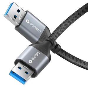 Sonero® USB-A to USB-A Data Cable, Connection Cable, USB Cable Type A, USB 3.0, 5GB/s, Space Grey/Black, 1.50 m Sonero® USB-A to USB-A Data Cable, Connection Cable, USB Cable Type A, USB 3.0, 5GB/s, Space Grey/Black, 1.50 m