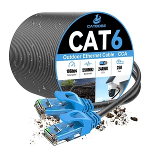 250FT Outdoor Cat6 Ethernet Cable, Heavy Duty Direct Burial, In-Ground, POE, Waterproof, LLDPE UV Resistant, UTP, 24AWG CCA Solid Cord, Network, Internet, LAN, Cat 6 Patch Cable - 250 Feet 250FT Outdoor Cat6 Ethernet Cable, Heavy Duty Direct Burial, In-Ground, POE, Waterproof, LLDPE UV Resistant, UTP, 24AWG CCA Solid Cord, Network, Internet, LAN, Cat 6 Patch Cable - 250 Feet
