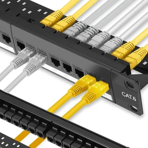 1 Pack 24-Port Cat6 Patch Panel - 10G Ready Rack-Mountable 1U Network Panel with Keystone Jacks & Pass-Through Couplers 1 Pack 24-Port Cat6 Patch Panel - 10G Ready Rack-Mountable 1U Network Panel with Keystone Jacks & Pass-Through Couplers