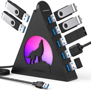 7-Port USB 3.0 Hub, Vertical USB Hub Splitter with RGB Lighting,5Gbps High-Speed Data Transfer and 2FT Extension Cable, Compatible with PC, MacBook, Laptop, PS5, Xbox, Flash Drive, Printer 7-Port USB 3.0 Hub, Vertical USB Hub Splitter with RGB Lighting,5Gbps High-Speed Data Transfer and 2FT Extension Cable, Compatible with PC, MacBook, Laptop, PS5, Xbox, Flash Drive, Printer