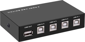 USB2.0 Printer Sharer Switcher, 4 Port USB B Print Selector Switch Adapter 4 in 1 Out Printer Splitter Hub for Printer Scanner Camera Keyboard USB2.0 Printer Sharer Switcher, 4 Port USB B Print Selector Switch Adapter 4 in 1 Out Printer Splitter Hub for Printer Scanner Camera Keyboard