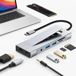 USB C HUB for Mac mini M4 Pro Adapter M.2 NVMe SSD Enclosure Multiport Docking Station 4K 60Hz HDMI, 100W PD, SD/TF Card Reader, USB A, 3.5mm Audio Jack, for iPad Pro/MacBook Air M5/iPhone/HP/Dell USB C HUB for Mac mini M4 Pro Adapter M.2 NVMe SSD Enclosure Multiport Docking Station 4K 60Hz HDMI, 100W PD, SD/TF Card Reader, USB A, 3.5mm Audio Jack, for iPad Pro/MacBook Air M5/iPhone/HP/Dell
