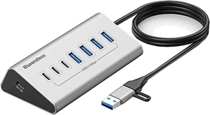 USB-C 2 in 1 Hub Docking Station 7 Ports Grey USB-C 2 in 1 Hub Docking Station 7 Ports Grey