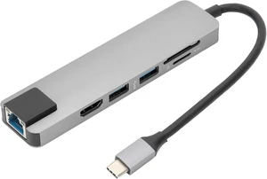 6 in 1 USB C Hub Multiport Adapter with HDMI, RJ45 Ethernet, USB 3.0, SD Card Reader, TF Card Reader Compatible with Type C Devices Gray 6 in 1 USB C Hub Multiport Adapter with HDMI, RJ45 Ethernet, USB 3.0, SD Card Reader, TF Card Reader Compatible with Type C Devices Gray