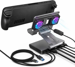 6-in-1 Gaming Docking Station, Built-in Cooling Fan & RGB Light, 4K@60Hz HDMI, Gigabit Ethernet, 100W PD Charging, Adjustable Stand, Portable Dock for Steam Deck, ROG Ally, Legion Go 6-in-1 Gaming Docking Station, Built-in Cooling Fan & RGB Light, 4K@60Hz HDMI, Gigabit Ethernet, 100W PD Charging, Adjustable Stand, Portable Dock for Steam Deck, ROG Ally, Legion Go