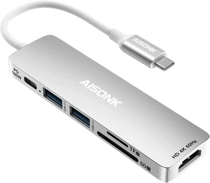 USB C Hub, 6 in 1 Multiport Adapter for Laptop/Mac Type C Devices USB C Hub, 6 in 1 Multiport Adapter for Laptop/Mac Type C Devices