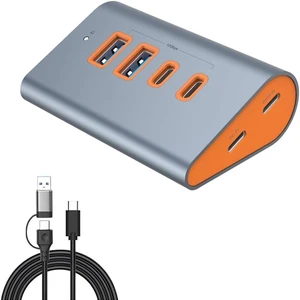 USB 3.2 Gen 2 Ergonomic Hub, 2A+2C Ports and External Power Port USB 3.2 Gen 2 Ergonomic Hub, 2A+2C Ports and External Power Port
