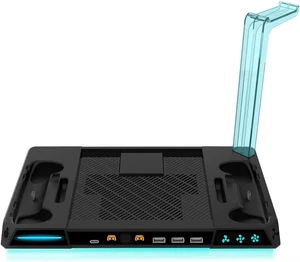 6-in-1 Multi-Functional Charging Dock for Steam Machine with 3-Speed Cooling Fan RGB Lights 2 Controller Chargers USB Hub Headphone Stand 6-in-1 Multi-Functional Charging Dock for Steam Machine with 3-Speed Cooling Fan RGB Lights 2 Controller Chargers USB Hub Headphone Stand