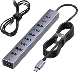 Compatible for Aluminum 7-Port USB3.0 Powered Hub Dock Compatible for Aluminum 7-Port USB3.0 Powered Hub Dock