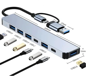 Coverzone Multiplier Adapter 7in1 USB/Type-c to USB A, USB C for MacBook Converter Adapter Multi-Port Multiplier 7 in 1 USB HUB (Grey) Coverzone Multiplier Adapter 7in1 USB/Type-c to USB A, USB C for MacBook Converter Adapter Multi-Port Multiplier 7 in 1 USB HUB (Grey)