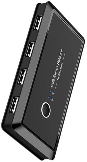 TEHAUX USB Peripheral Sharing Switcher Box for Keyboard Scanner 2-Computer 4-Port Device Sharing Hub TEHAUX USB Peripheral Sharing Switcher Box for Keyboard Scanner 2-Computer 4-Port Device Sharing Hub
