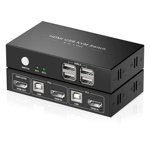 HDMI KVM Switch 1 Monitors 2 Computers, USB KVM Switches Sharing 4 USB, Support Wireless Keyboard and Mouse, Powered by USB, with 2 HDMI and 2 USB Cables HDMI KVM Switch 1 Monitors 2 Computers, USB KVM Switches Sharing 4 USB, Support Wireless Keyboard and Mouse, Powered by USB, with 2 HDMI and 2 USB Cables