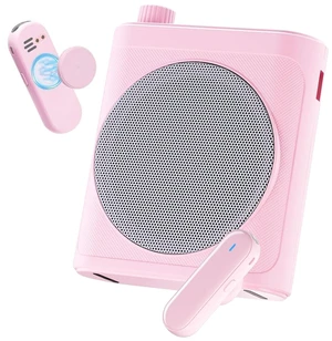 Voice Amplifier for Teachers with Bluetooth, Dual Magnetic Mics | Portable Rechargeable Speaker with Clip-On Lapel Microphones for Classroom, Tour Guide, Public Speaking, Training (Pink) Voice Amplifier for Teachers with Bluetooth, Dual Magnetic Mics | Portable Rechargeable Speaker with Clip-On Lapel Microphones for Classroom, Tour Guide, Public Speaking, Training (Pink)