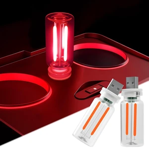 2 PCS Car USB Night Light Bulb, Touch Dimmable Car Interior Ambient Lights, Portable Mini USB Retro Glass Bottle Lamp Decorations for Vehicle, Bedroom, Hallway, Camping (Red) 2 PCS Car USB Night Light Bulb, Touch Dimmable Car Interior Ambient Lights, Portable Mini USB Retro Glass Bottle Lamp Decorations for Vehicle, Bedroom, Hallway, Camping (Red)