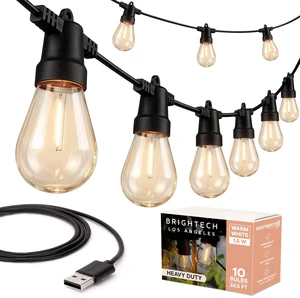 Ambience Pro USB Powered String Lights - 24 Ft Commercial Grade Waterproof String Lights - Outdoor Shatterproof Patio Lights for Camping, Backyard, Porch, Christmas - 1W 12 Bulbs, Warm White Ambience Pro USB Powered String Lights - 24 Ft Commercial Grade Waterproof String Lights - Outdoor Shatterproof Patio Lights for Camping, Backyard, Porch, Christmas - 1W 12 Bulbs, Warm White