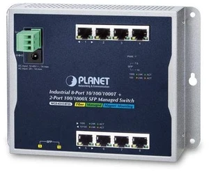 WGS-4215-8T2S Industrial 8-Port 10/100/1000T + 2-Port 100/1000X SFP Wall-Mount Managed Switch (-40~75C) WGS-4215-8T2S Industrial 8-Port 10/100/1000T + 2-Port 100/1000X SFP Wall-Mount Managed Switch (-40~75C)