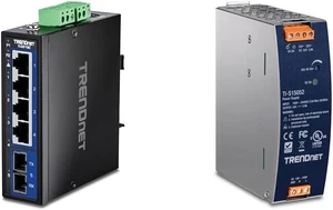 Bundle: TRENDnet 5-Port Hardened Industrial Gigabit DIN-Rail Switch, TI-G51SC, + TRENDnet 150W, 52V DC, 2.89A AC to DC DIN-Rail Power Supply, TI-S15052 Bundle: TRENDnet 5-Port Hardened Industrial Gigabit DIN-Rail Switch, TI-G51SC, + TRENDnet 150W, 52V DC, 2.89A AC to DC DIN-Rail Power Supply, TI-S15052