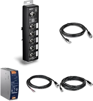 TRENDnet Bundle 5-Port Industrial EN50155 M12 Gigabit PoE+ Railway Switch, TI-XPG50 , M12 Cables TI-CD02+ TI-CD05 + TI-CP02 , Power Supply TI-S15052 TRENDnet Bundle 5-Port Industrial EN50155 M12 Gigabit PoE+ Railway Switch, TI-XPG50 , M12 Cables TI-CD02+ TI-CD05 + TI-CP02 , Power Supply TI-S15052