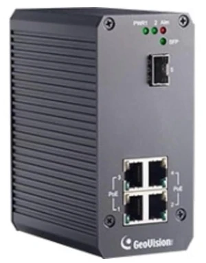 GeoVision 140-POE0410-E00 4-Port Gigabit 802.3 at POE Switch, GV-POE410-E, Auto-Negotiation, Alarm Control, 130W GeoVision 140-POE0410-E00 4-Port Gigabit 802.3 at POE Switch, GV-POE410-E, Auto-Negotiation, Alarm Control, 130W