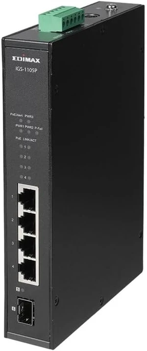 Edimax IGS-1005P - 5-Port Gigabit PoE+ DIN Rail Industrial Switch with 1 SFP Port Edimax IGS-1005P - 5-Port Gigabit PoE+ DIN Rail Industrial Switch with 1 SFP Port