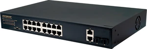 Seco-Larm NS-516UT-GAQ Enforcer 16-Port Unmanaged PoE Switch; Plug-and-Play Installation; Supports up to 10/100/1000B-T; IEEE 802.3X Flow Control; 100/240 VAC; 16 Downlink, 2 uplink, 2 SFP Ports Seco-Larm NS-516UT-GAQ Enforcer 16-Port Unmanaged PoE Switch; Plug-and-Play Installation; Supports up to 10/100/1000B-T; IEEE 802.3X Flow Control; 100/240 VAC; 16 Downlink, 2 uplink, 2 SFP Ports
