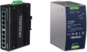 TRENDnet Bundle 8-Port Hardened Industrial Unmanaged Gigabit 10/100/1000Mbps DIN-Rail Switch TI-PG80B, 240W 52V DC 4.61A AC to DC DIN-Rail Industrial Power Supply TI-S24052 TRENDnet Bundle 8-Port Hardened Industrial Unmanaged Gigabit 10/100/1000Mbps DIN-Rail Switch TI-PG80B, 240W 52V DC 4.61A AC to DC DIN-Rail Industrial Power Supply TI-S24052