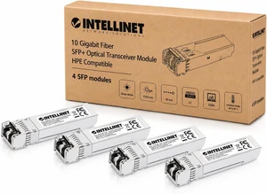 Intellinet 10G SFP+ Transceiver, LC Duplex, 850 Nm, HPE Compatible, 4 pcs Intellinet 10G SFP+ Transceiver, LC Duplex, 850 Nm, HPE Compatible, 4 pcs