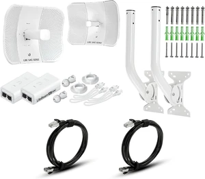 Wireless Bridge Ubiquiti LiteBeam 5AC Gen2 Preconfigured Bundle of 2 with 2 J-Pole Mounts and 2 Cat 8 Ethernet Cables, Outdoor Point-to-Point WiFi Bridge, 450+ Mbps, Up to 15 km Wireless Bridge Ubiquiti LiteBeam 5AC Gen2 Preconfigured Bundle of 2 with 2 J-Pole Mounts and 2 Cat 8 Ethernet Cables, Outdoor Point-to-Point WiFi Bridge, 450+ Mbps, Up to 15 km