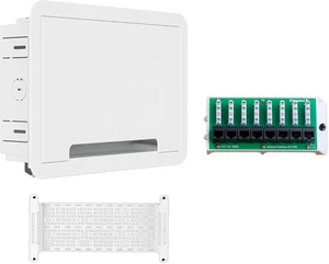 Legrand On-Q 9 in-Wall Media Enclosure + 8-Port Cat5e Network Interface Module Bundle Recessed Structured Wiring Box with Ethernet Distribution Panel Legrand On-Q 9 in-Wall Media Enclosure + 8-Port Cat5e Network Interface Module Bundle Recessed Structured Wiring Box with Ethernet Distribution Panel