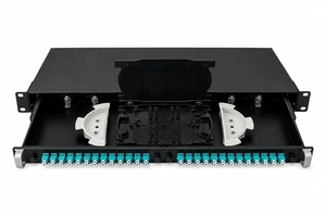 48 Strand 1U Fiber Optic Cable Rack Mount Enclosure with 24 LC Duplex Couplers for 19" Racks or Cabinets 48 Strand 1U Fiber Optic Cable Rack Mount Enclosure with 24 LC Duplex Couplers for 19" Racks or Cabinets