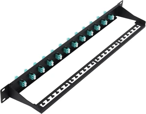 1U Fiber Patch Panel with 12 LC OM3 Multimode Duplex Couplers 1U Fiber Patch Panel with 12 LC OM3 Multimode Duplex Couplers