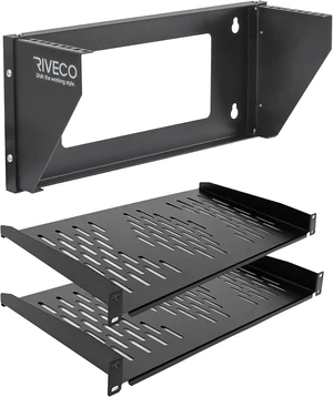RIVECO 3U & 1U 10" Depth Wall Mount Rack for 19" IT Equipment & Server, Black, Alloy Steel, Supports 66-99 LBS RIVECO 3U & 1U 10" Depth Wall Mount Rack for 19" IT Equipment & Server, Black, Alloy Steel, Supports 66-99 LBS