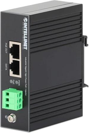 Intellinet Industrial Gigabit PoE+ Injector, 30W, IP30, DIN-Rail Mount Intellinet Industrial Gigabit PoE+ Injector, 30W, IP30, DIN-Rail Mount