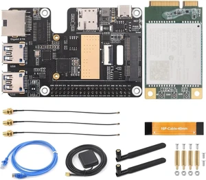 PCIe to MiniPCIe/Gigabit Ethernet/USB 3.2 Gen1 HAT for Raspberry Pi 5, Supports MiniPCIe Interface 4G Module, High-Speed Networking, EG25-G mPCIe Module Include (EG25-G 4G GbE USB3.2 HAT+) PCIe to MiniPCIe/Gigabit Ethernet/USB 3.2 Gen1 HAT for Raspberry Pi 5, Supports MiniPCIe Interface 4G Module, High-Speed Networking, EG25-G mPCIe Module Include (EG25-G 4G GbE USB3.2 HAT+)