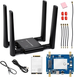 waveshare 5G DONGLE Expansion Board, USB 3.2 Port, Aluminum Alloy Case, Quad Antennas, Onboard M.2 Key B Interface, Comes with The Qualcomm RM520N-GL 5G Sub-6G Module, Global Applicable waveshare 5G DONGLE Expansion Board, USB 3.2 Port, Aluminum Alloy Case, Quad Antennas, Onboard M.2 Key B Interface, Comes with The Qualcomm RM520N-GL 5G Sub-6G Module, Global Applicable