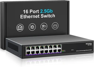 16 Port 2.5Gb Ethernet Switch Unmanaged, NICGIGA 16 Port 2.5G Network Switch, Plug & Play, Desktop or 19-inch Rack Mount, Fanless Metal Design. 16 Port 2.5Gb Ethernet Switch Unmanaged, NICGIGA 16 Port 2.5G Network Switch, Plug & Play, Desktop or 19-inch Rack Mount, Fanless Metal Design.