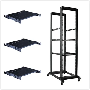 42U 4 Post Open Frame 19inch Server/Audio Steel Rack Deep from 16inch-32inch (42U 32inch deep with 3 Shelves) 42U 4 Post Open Frame 19inch Server/Audio Steel Rack Deep from 16inch-32inch (42U 32inch deep with 3 Shelves)