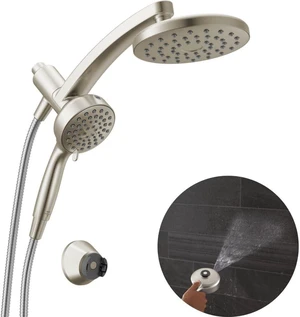 Delta 6-Setting PivotPro 3-in-1 Combination Shower Head with ProClean Spray, Brushed Nickel Round Shower Head Rainfall with Handheld Spray, 1.75 GPM, SpotShield Brushed Nickel 75649SN Delta 6-Setting PivotPro 3-in-1 Combination Shower Head with ProClean Spray, Brushed Nickel Round Shower Head Rainfall with Handheld Spray, 1.75 GPM, SpotShield Brushed Nickel 75649SN