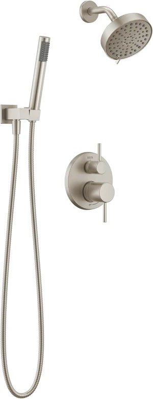 Delta Modern Round Shower System Faucet Set, Brushed Nickel 6-inch Shower Head and Handle Set, Valve Trim Kit, SpotShield Stainless T342704-SP (Valve Not Included) Delta Modern Round Shower System Faucet Set, Brushed Nickel 6-inch Shower Head and Handle Set, Valve Trim Kit, SpotShield Stainless T342704-SP (Valve Not Included)