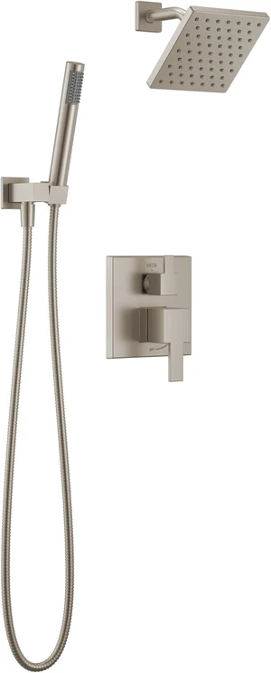 Delta Modern Square Shower System Faucet Set, Brushed Nickel 6.5-inch Shower Head and Handle Set, Valve Trim Kit, Spotshield Stainless T342703-SP (Valve Not Included) Delta Modern Square Shower System Faucet Set, Brushed Nickel 6.5-inch Shower Head and Handle Set, Valve Trim Kit, Spotshield Stainless T342703-SP (Valve Not Included)