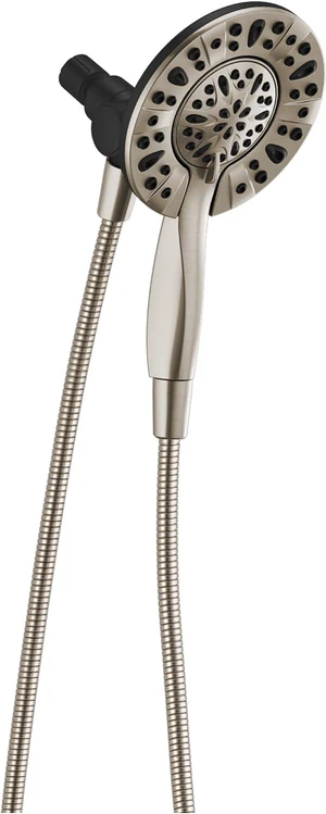Delta 4-Setting In2ition 2-in-1 Dual Shower Head with Handheld Spray, Brushed Nickel Detachable Shower Head with Hose, 2.5 GPM Flow Rate, Spotshield Nickel 75490SN Delta 4-Setting In2ition 2-in-1 Dual Shower Head with Handheld Spray, Brushed Nickel Detachable Shower Head with Hose, 2.5 GPM Flow Rate, Spotshield Nickel 75490SN