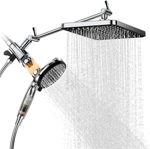Rain Shower Head with Handheld Showerhead, Polished Chrome Rain Shower Head with Handheld Showerhead, Polished Chrome